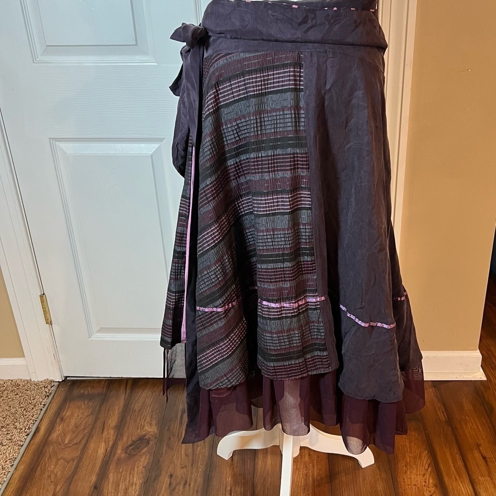 Annah Stratton Women's One Size Two Sided Purple Pink Wrap Skirt Tulle - Picture 6 of 9